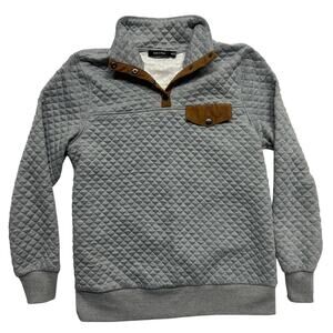 Doe & Rae Sweater, Quilted Pullover Sweatshirt Gray Brown Snap Front Women’s S